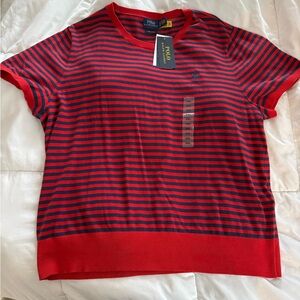 Ralph Lauren Red and Navy Striped Tee